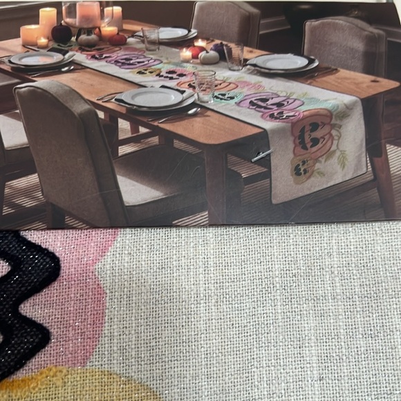 Max Studio Home Halloween Multicolor Embroidered Pumpkin Table Runner NWT - Picture 3 of 8